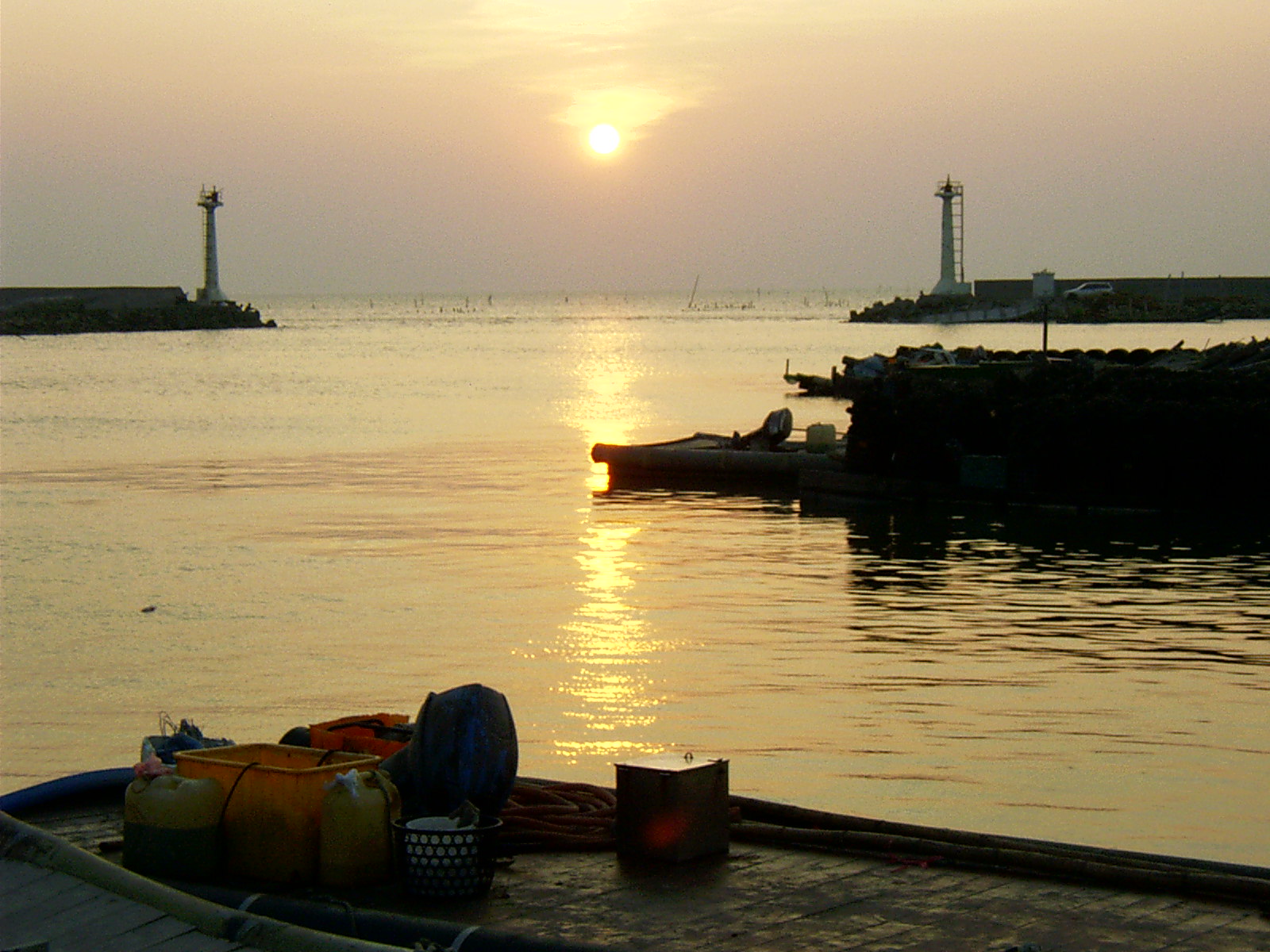 台西漁港夕陽黃昏